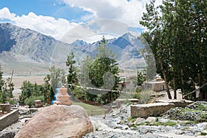 Beautiful scenic view from Kursha Monastery in Zanskar, Ladakh, Jammu and Kashmir, India