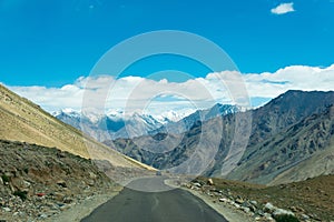 Beautiful scenic view from Between Leh and Nubra Valley in Ladakh, Jammu and Kashmir, India