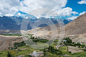 Beautiful scenic view from Likir Monastery Likir Gompa in Ladakh, Jammu and Kashmir, India