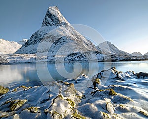 Beautiful scenic view of Lofoten islands in winter, Norway