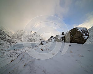 Beautiful scenic view of Lofoten islands in winter, Norway