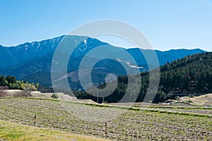 Beautiful scenic view from Between Magome-juku and Ochiai-juku on Nakasendo in Nakatsugawa, Gifu, Japan.