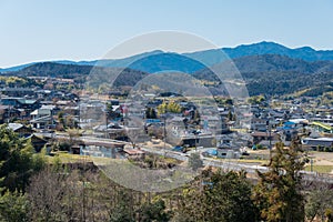 Beautiful scenic view from Between Magome-juku and Ochiai-juku on Nakasendo in Nakatsugawa, Gifu, Japan.