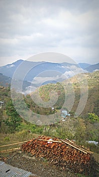 A beautiful Scenic view of Mountains and skyline in Dehradun, Uttrakhand.