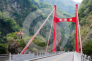 Beautiful scenic view near Cimu Bridge at Taroko National Park. a famous tourist spot in Xiulin, Hualien, Taiwan