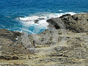 Beautiful scenic view on rocky coastline Mediterranean sea