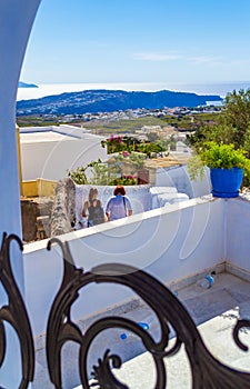 Beautiful scenic view from a terrace at Pyrgos Kallistis Santorini