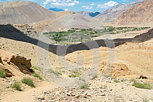 Beautiful scenic view from Between Yangtang and Hemis Shukpachan in Sham Valley, Ladakh, Jammu and Kashmir, India