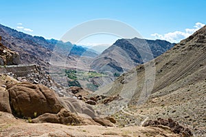 Beautiful scenic view from Between Yangtang and Hemis Shukpachan in Sham Valley, Ladakh, Jammu and Kashmir, India