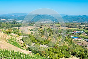 Beautiful scenic view from Yun Lai Viewpoint in Santichon Village, Pai, Mae Hong Son Province, Thailand