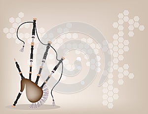 A Beautiful Scottish Bagpipe on Brown Background