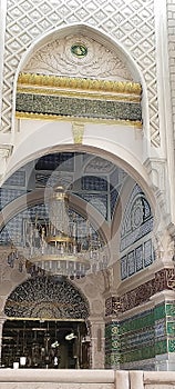 Beautiful scriptures written engraved above the main door of Masjid Nabawi