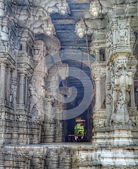 Beautiful Sculpture in corridor of Indian temple Mahanandi