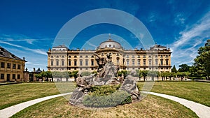 Beautiful sculpture in the garden of Wurzburg Residence. Germany.
