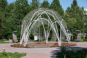 Beautiful sculptures in the city of Noyabrsk in the summer in 2023