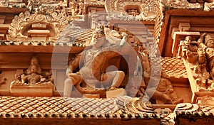 Beautiful sculptures on the first tower -gopura-of Brihadisvara ancient Temple in Thanjavur, india.