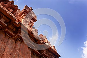 Beautiful sculptures on the first tower -gopura-of Brihadisvara ancient Temple in Thanjavur, india.