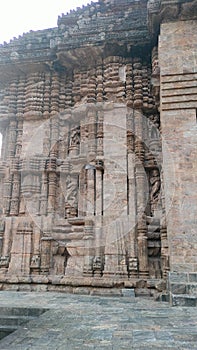 Beautiful Sculptures at the Konark Sun Temple from the back side - a UNESO World Heritage Site