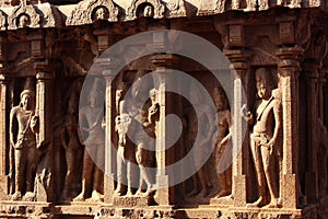 Beautiful sculptures in mahabalipuram- five rathas photo