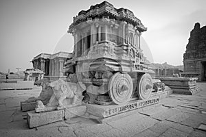 Stone chariot vitala temple main attraction at hampi, karnataka, india