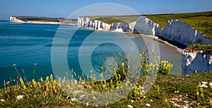 Beautiful sea against a stunning coastal backdrop in Seven Sisters Cliffs, Sussex