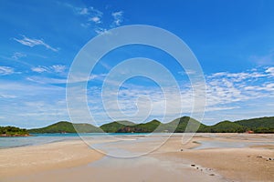 Beautiful sea beach against blue sky background in navi base