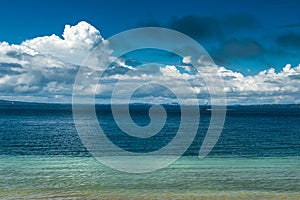 Beautiful sea and cloudy sky, New Zealand, view from Whangaparaoa Peninsula