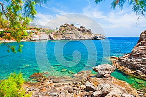 Beautiful sea coast with turquoise water on Crete, Greece