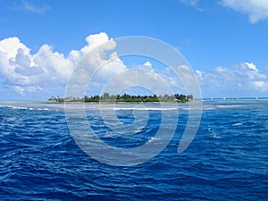 Beautiful sea with an island in the distance in Tahiti. french Polynesia