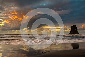 Beautiful sea landscape, sunset over the atlantic beach