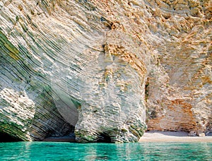 Beautiful sea landscape, View of coastline with rocks and beaches, Corfu, Greece