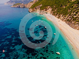 Beautiful sea landscape, View of coastline with rocks and beaches, Corfu, Greece