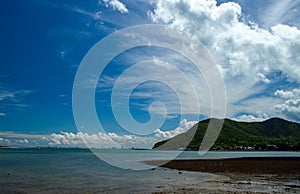 Beautiful sea mountain blue sky cloud in thailand