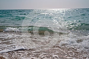 Beautiful sea at noon in spring, clear water