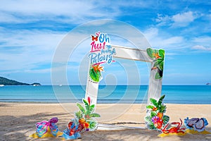 Beautiful sea sand beach in summer season at patong beach Phuket Thailand on November 24,2020 Concept Travel background and