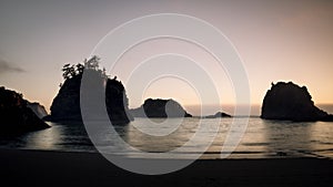 Beautiful sea stacks at the Oregon Coast, panorama