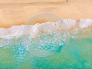 Beautiful sea wave on white sand beach turquoise water in Patong beach