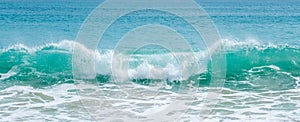 Beautiful sea waves with foam of blue and turquoise color