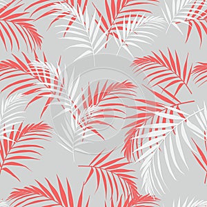 Beautiful seamless abstract floral pattern with palm orange leaves. Perfect for wallpapers, web page backgrounds.