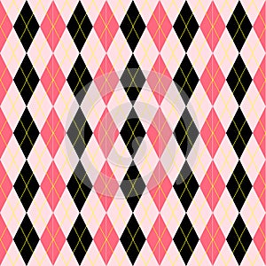Seamless background pattern. Argyle pattern in pink and black.