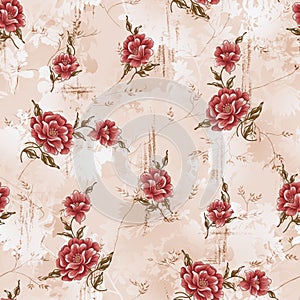 Beautiful seamless floral flower pattern with cream background