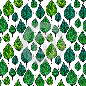 Beautiful seamless floral pattern background. Green leaves backdrop. Hibiscus leaves vector repeatable design.