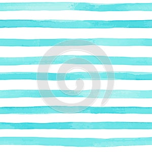 Beautiful seamless pattern with blue watercolor stripes. hand painted brush strokes, striped background. Vector illustration.
