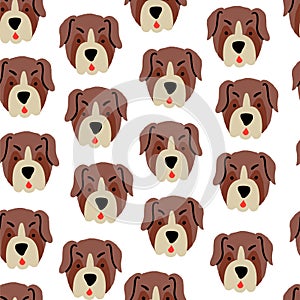 Beautiful seamless pattern with cartoon cute dogs. Breed - boxer. Good for wallpaper, pattern fills, greeting cards
