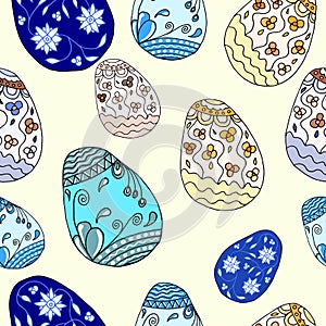 Beautiful seamless pattern. Happy Easter background. Easter egg with a cute pattern