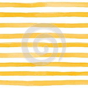Beautiful seamless pattern with Orange yellow watercolor stripes. hand painted brush strokes, striped background. Vector illustrat
