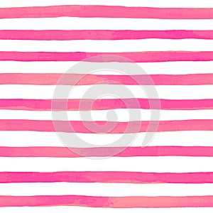 Beautiful seamless pattern with pink watercolor stripes. hand painted brush strokes, striped background. Vector illustration