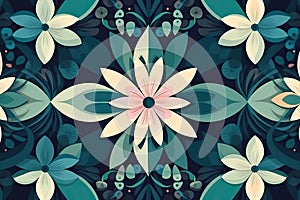 Beautiful seamless pattern with a vintage and decorative touch, combining elements of floral, geometric and arabesque ornaments in