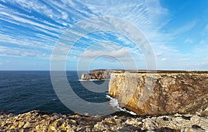 Portugal. Beautiful landscape of the Atlantic Ocean coastlal cliffs in the Algarve photo