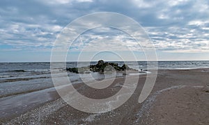 Beautiful seascape, calm water and beautiful cloud reflections in water